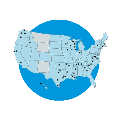 USA map with locations